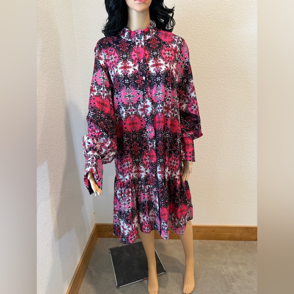 Floral Pink and Black Women's Dress